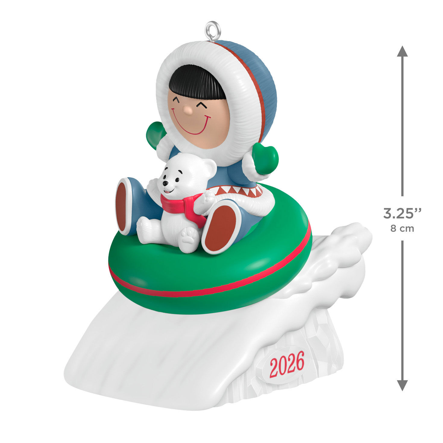 Eskimo Tubing With Bear Keepsake Ornament measurement image number 3
