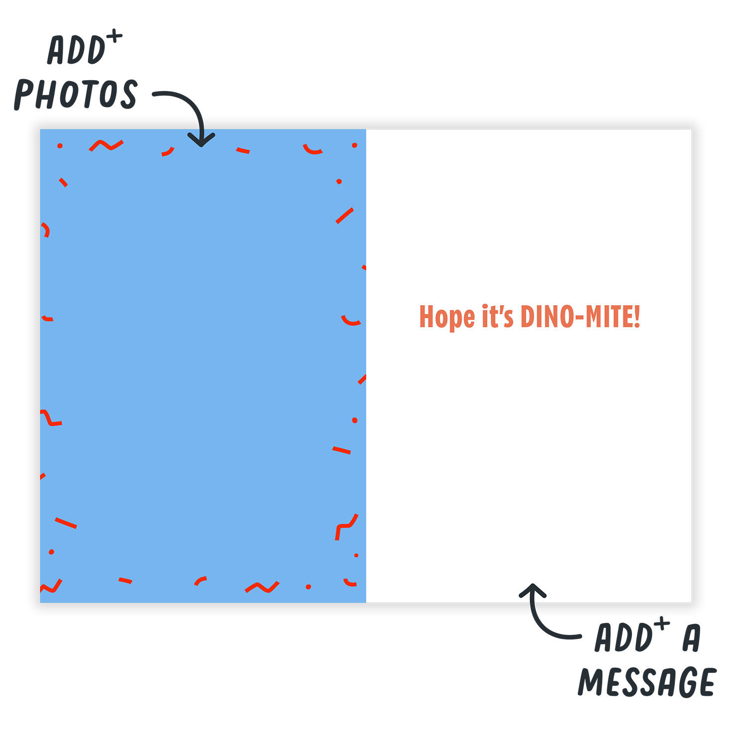 Wide-Mouth Dinosaur Personalized Birthday Card Open Card indicating personalization image number 3