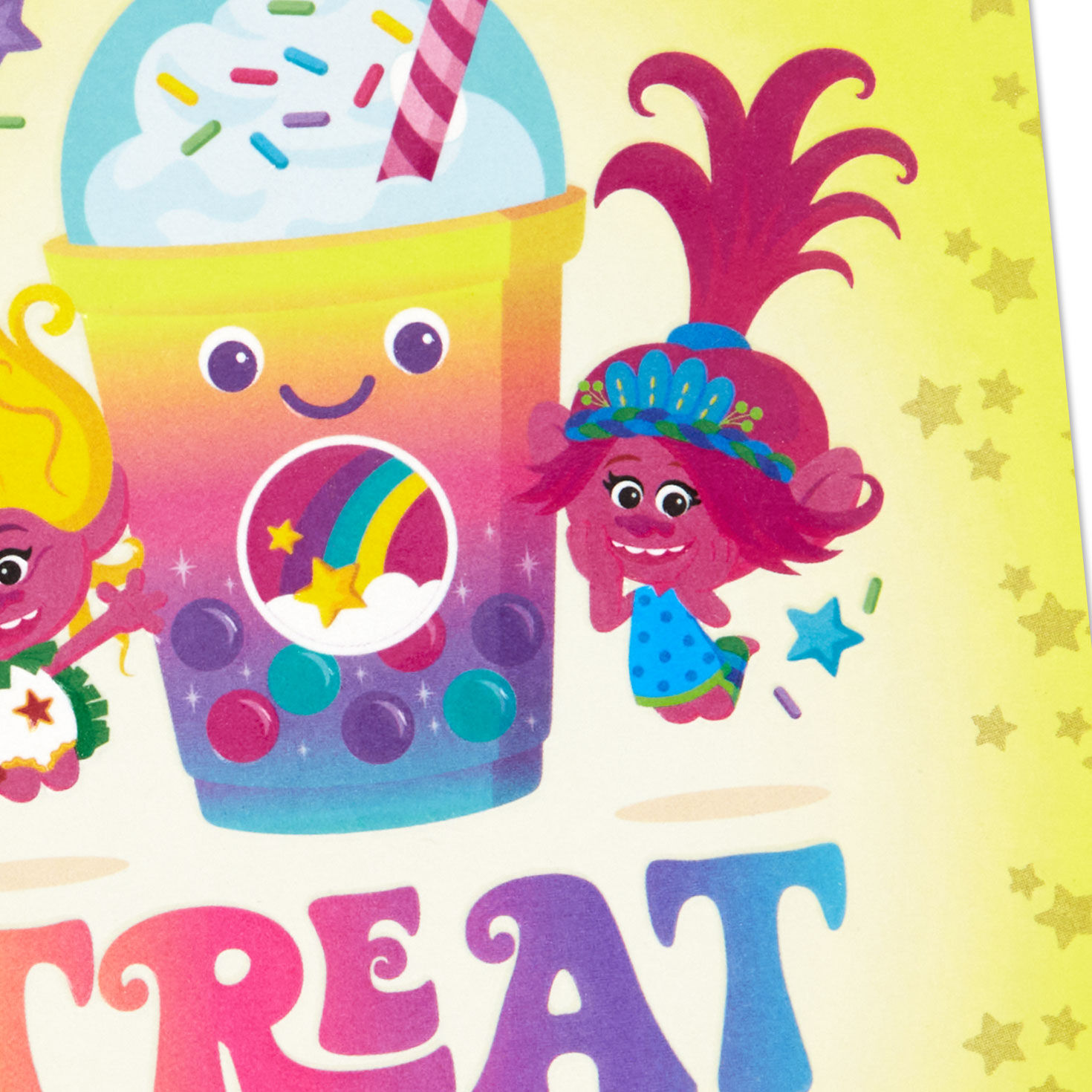 Trolls With Bubble Tea Kids Birthday Card Card Front Detail image number 4