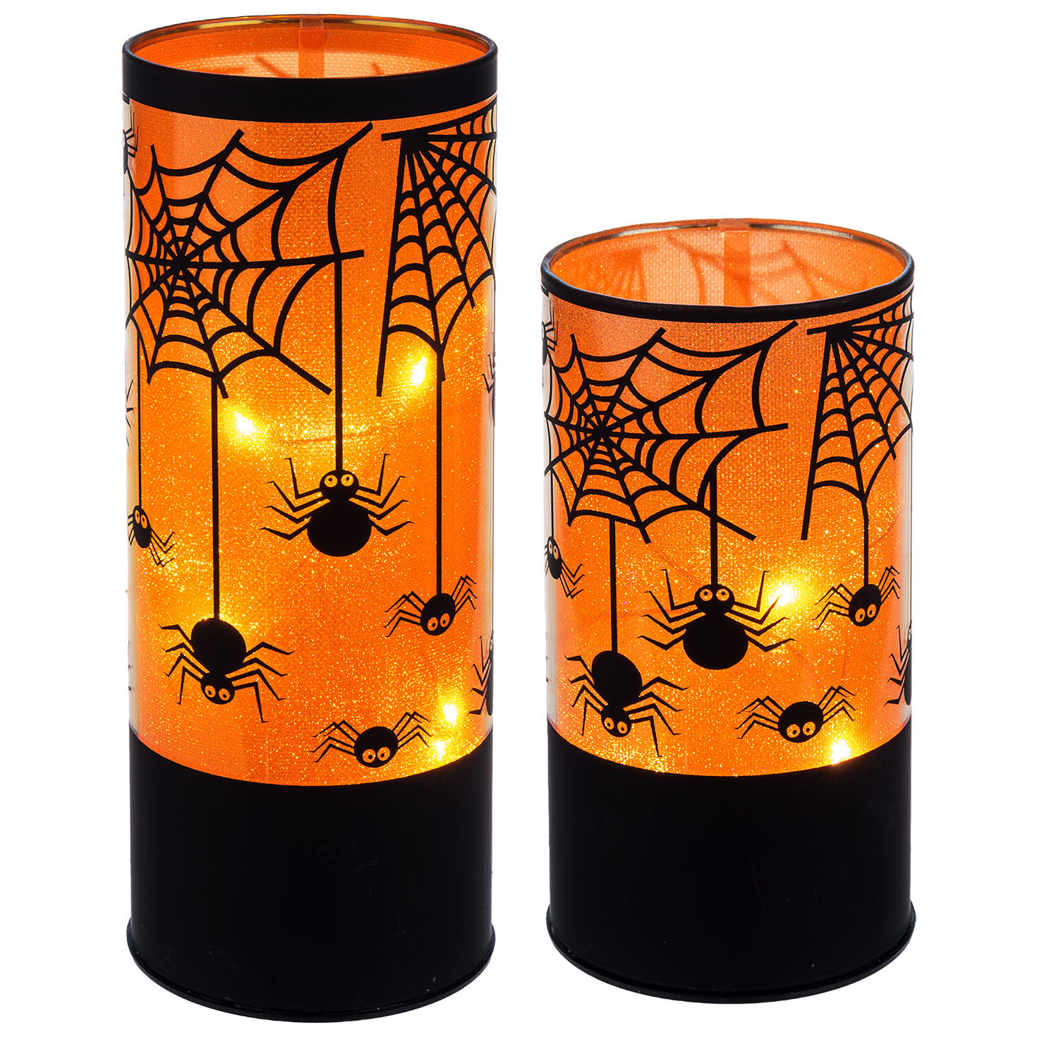 Ganz LED Light-Up Spiderweb Pillar Candles, Set of 2