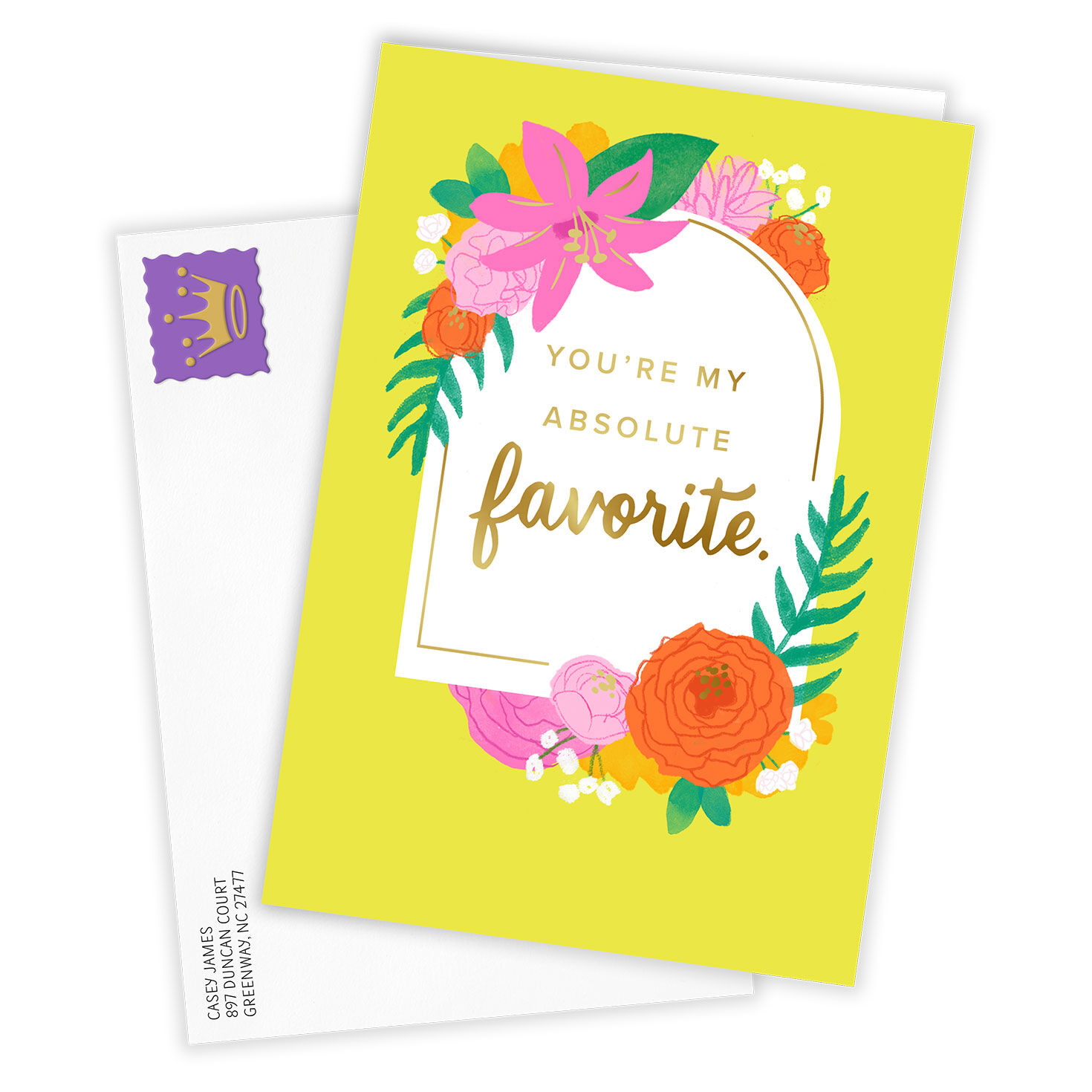 Pink Ornament Flowers Frame Personalized  Card Card Front with Envelope image number 2