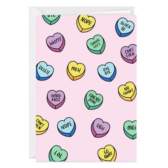 Candy Hearts Funny Folded Valentine's Day Photo Card, , large image number 1