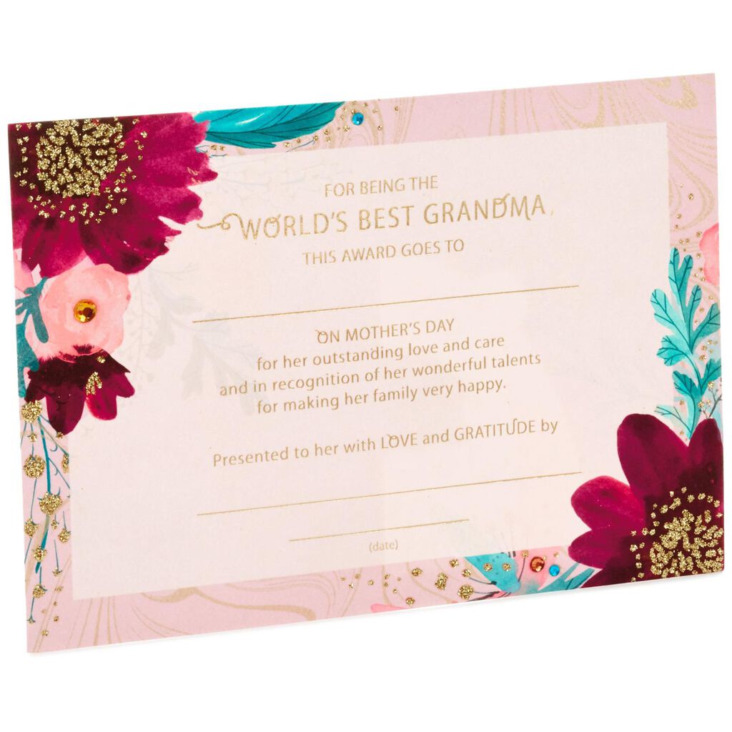 World's Best Grandma Certificate Mother's Day Card Greeting Cards Hallmark
