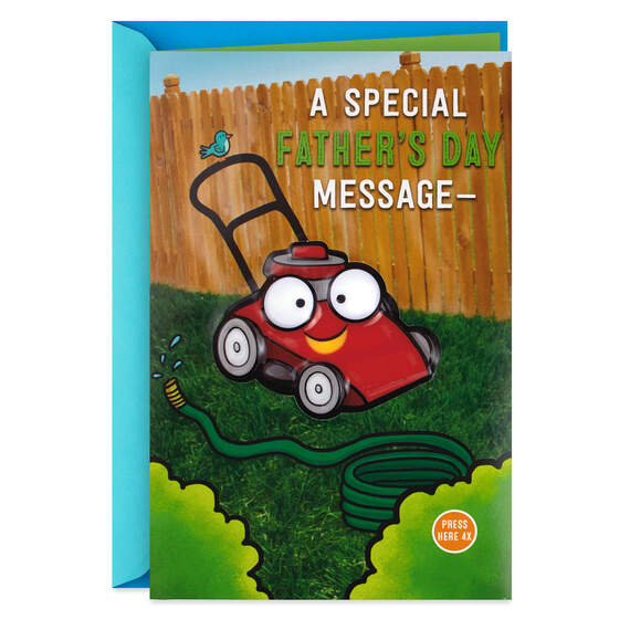 Talking Lawn Mower Funny Father's Day Card With Sound and Light, , large image number 1