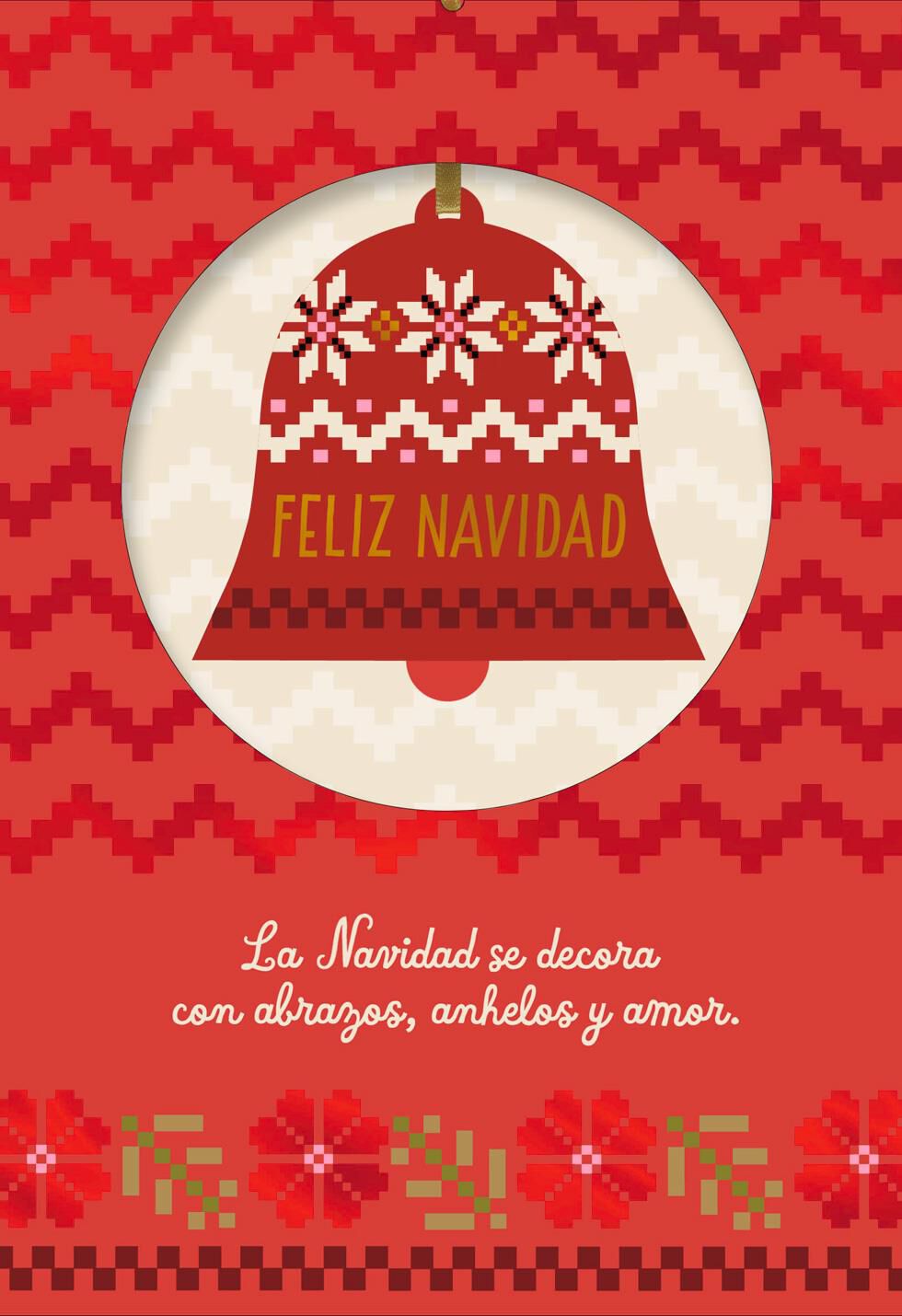 Peace and Joy SpanishLanguage Christmas Card With Ornament  Greeting