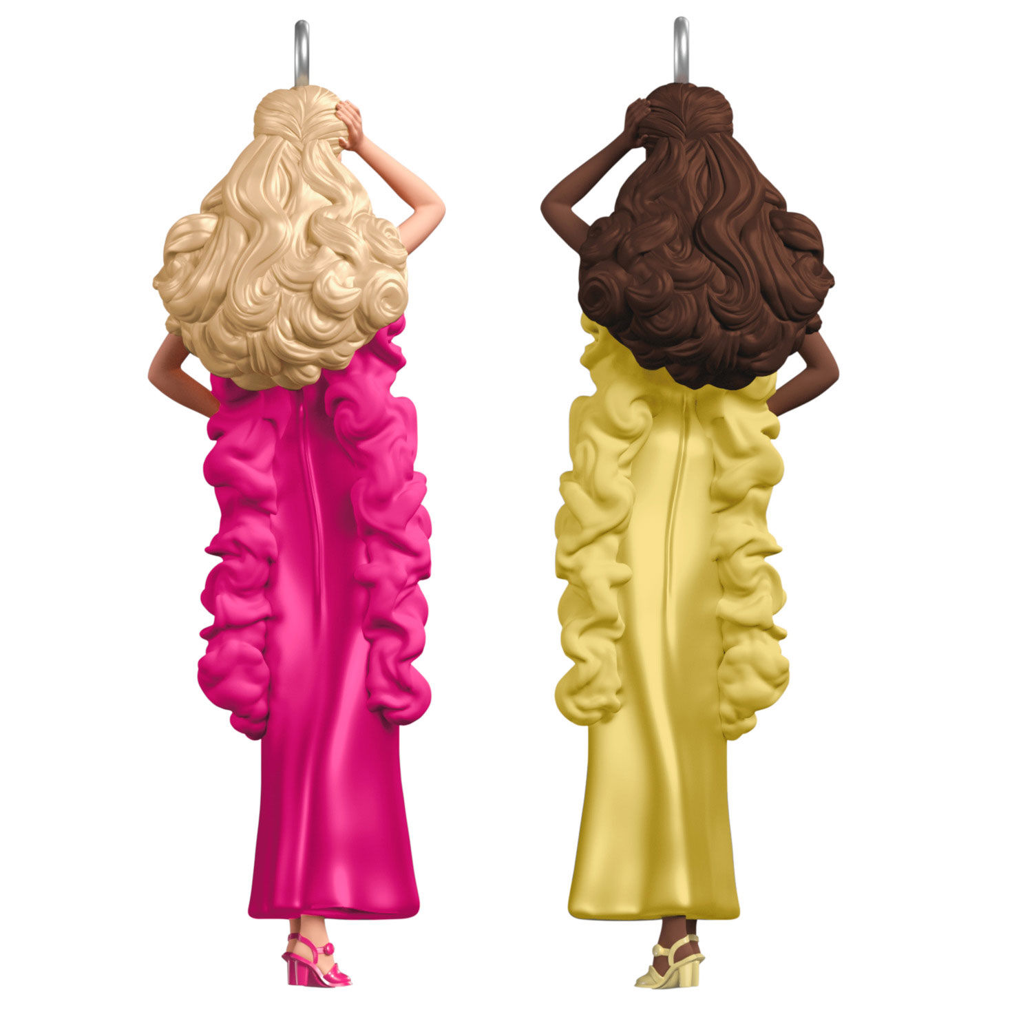 Pink and Yellow Barbie Dolls Keepsake Ornaments back image number 6