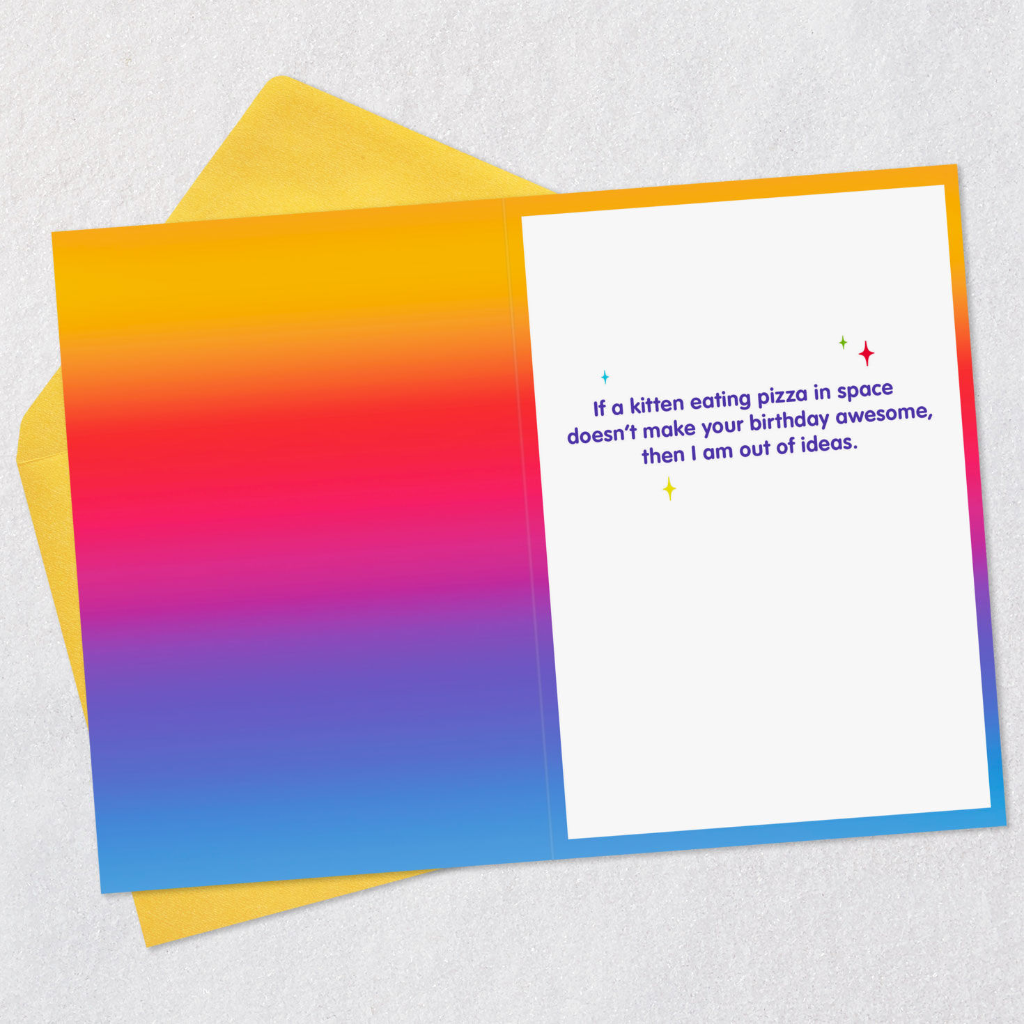 Cat in Space With Pizza Funny Birthday Card  image number 3