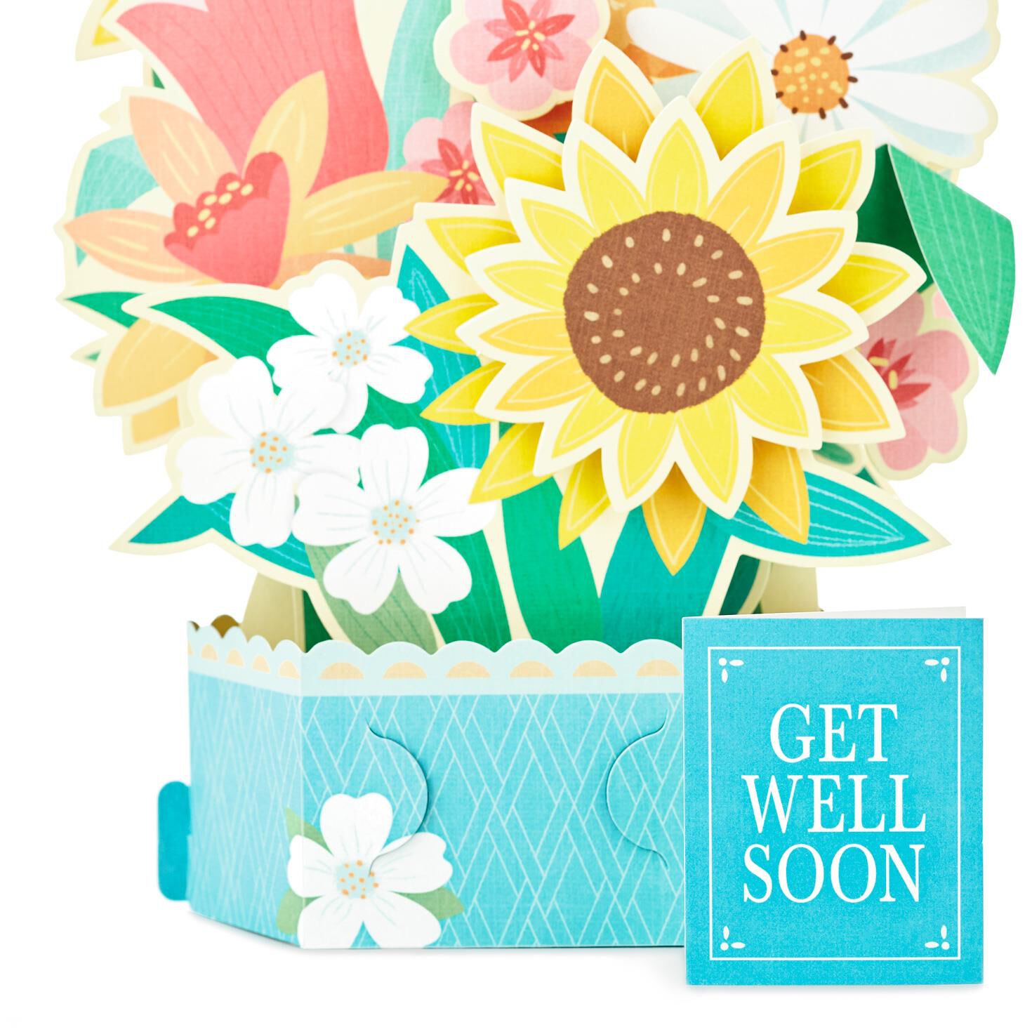 sunflower bouquet pop up get well card greeting cards hallmark getwell card