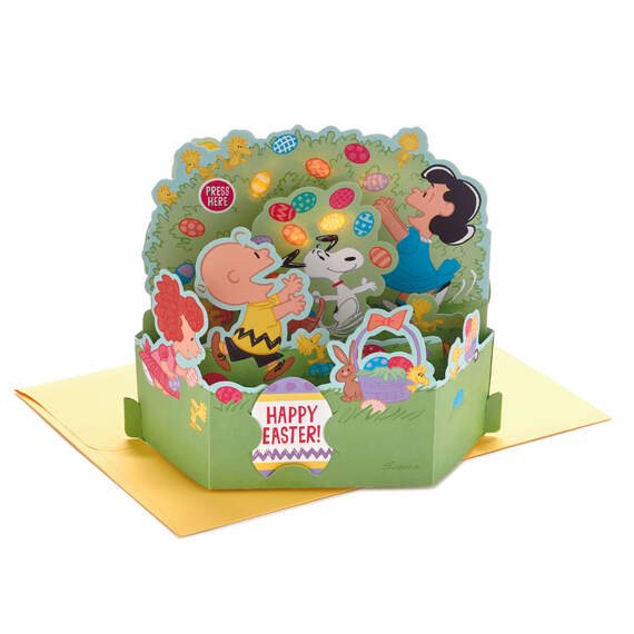 The Peanuts® Gang Easter Eggs Musical 3D Pop-Up Easter Card With Light, , large image number 1