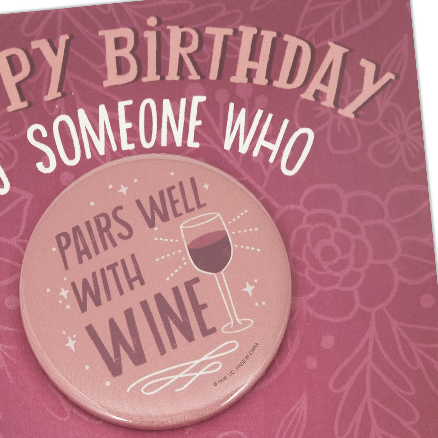 Pair With Wine Birthday Card With Button Card Front Detail image number 4