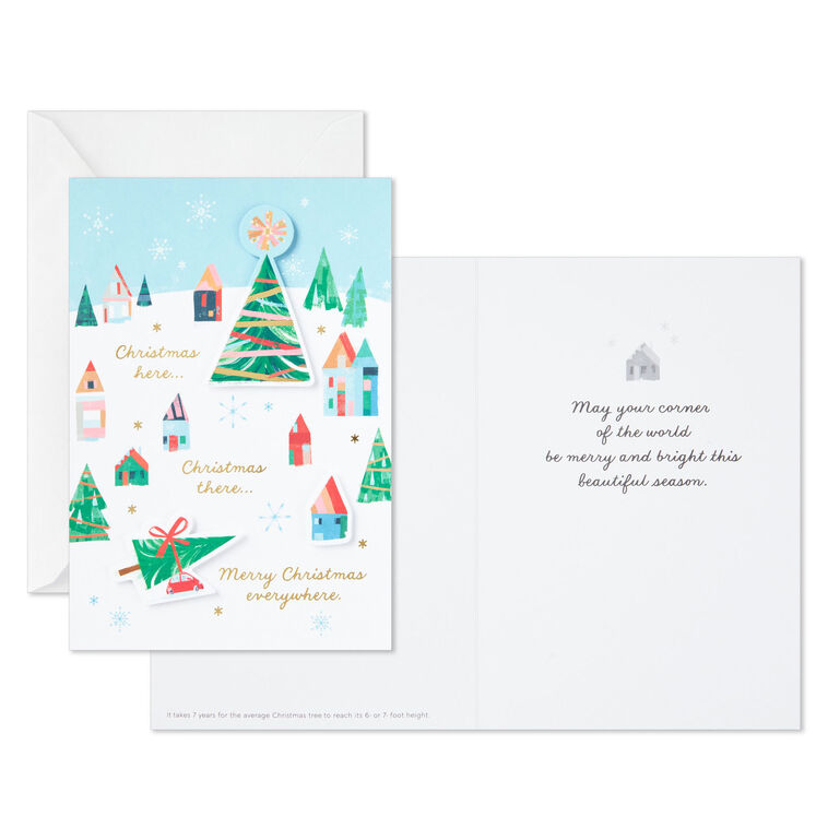 Wintry Homes and Cars UNICEF Boxed Christmas Cards Card Front with Sentiment image number 3