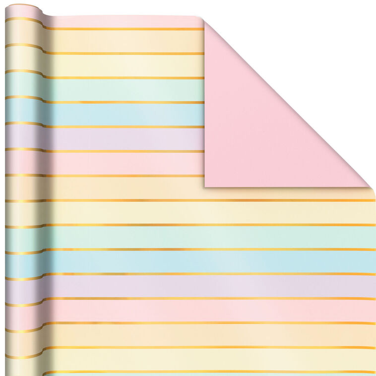 Stripes and Solids 3-Pack Reversible Wrapping Paper, 75 sq. ft. total, , large image number 4