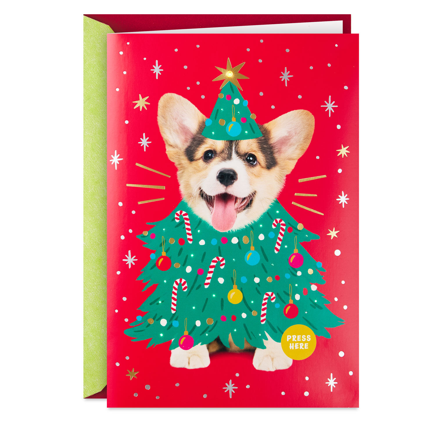 Corgi Christmas Tree Funny Christmas Card With Sound