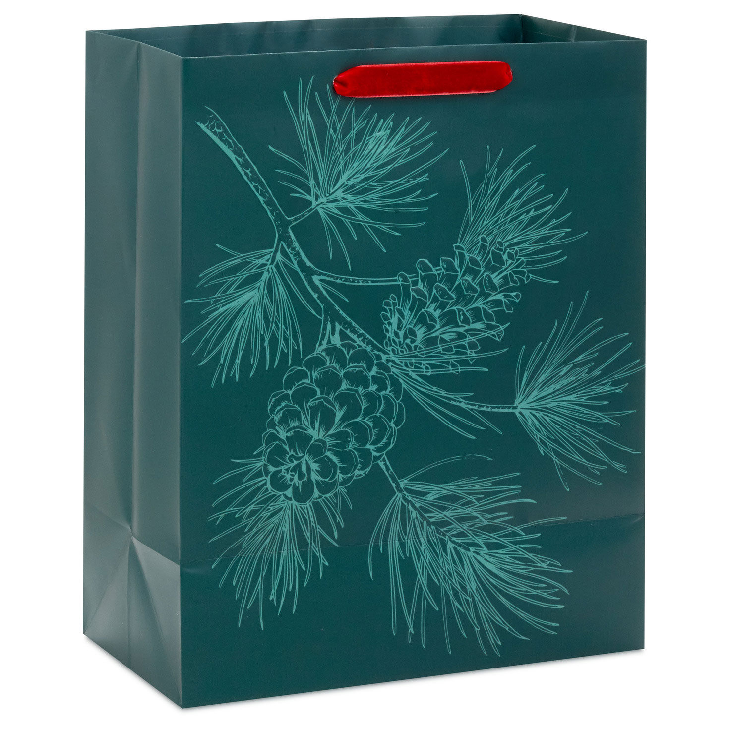 13" Embossed Pine Branch on Forest Green Large Holiday Gift Bag for only USD 4.99 | Hallmark