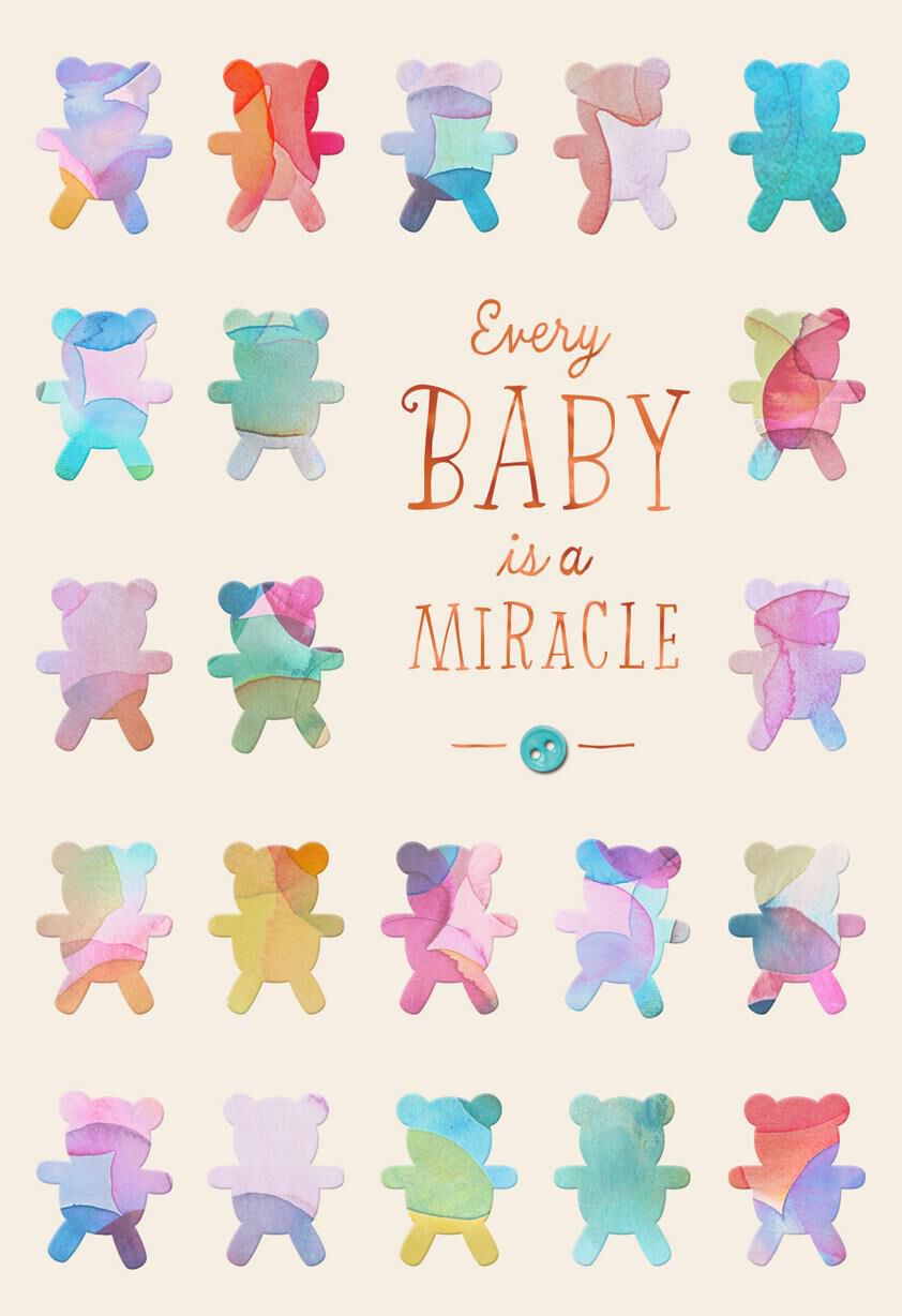 Colorful Teddy Bears New Baby Card