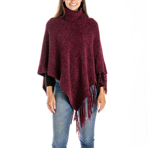 Britt’s Knits Wine Cowl Neck Poncho, Wine