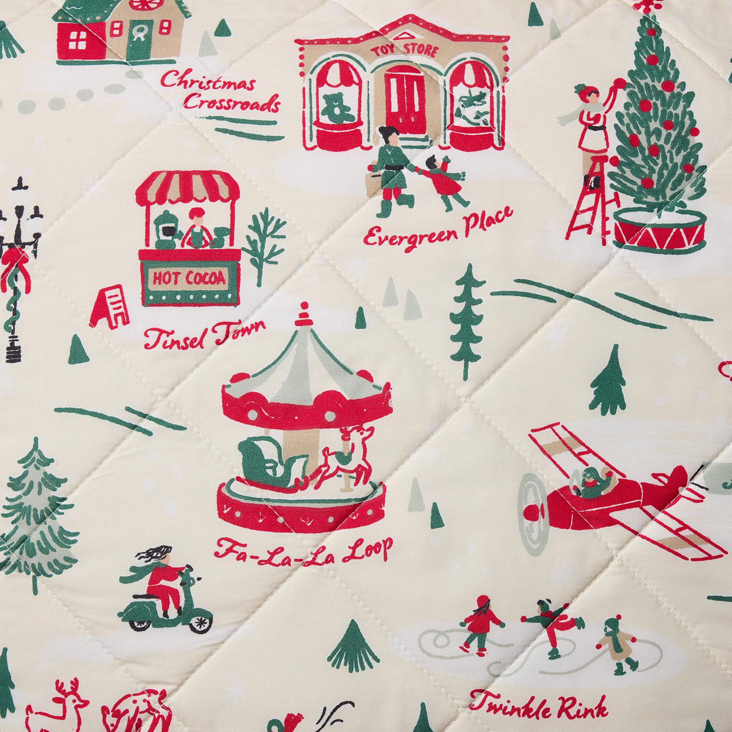 Hallmark Holiday - Christmas Village Reversible 3Pc. Quilt Set upclose detail image number 4