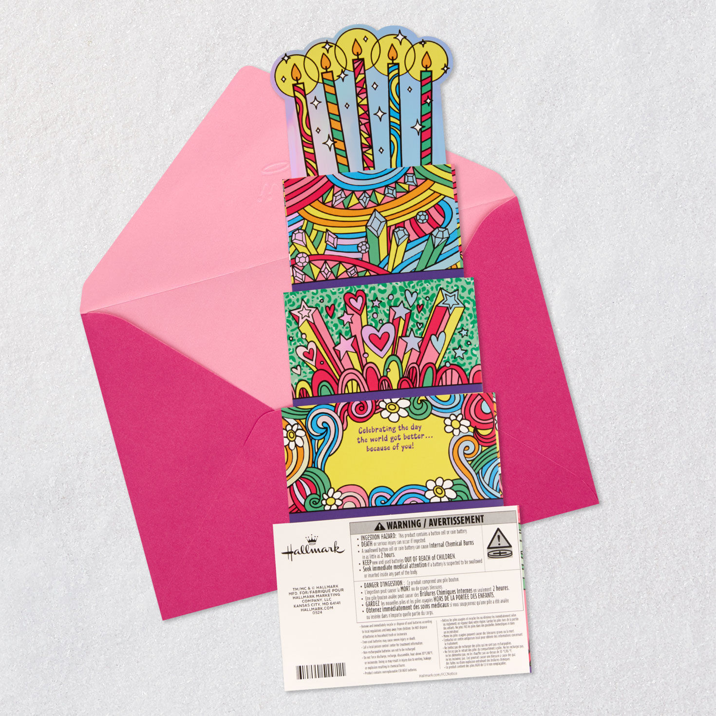 Colorful Cake Pop-Up Musical Birthday Card Open card with envelope image number 6