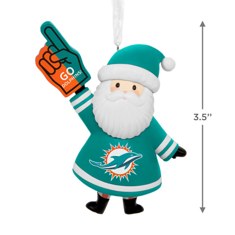 Miami Dolphins Santa Fan Christmas Ornament measurement image number 3