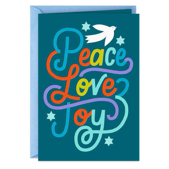 Peace, Love, Joy Dove Hanukkah Card, , large image number 1