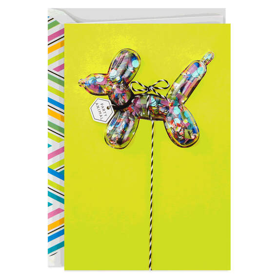 Confetti-Filled Balloon Animal Birthday Card, , large image number 1