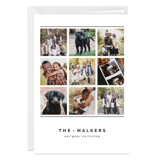 Personalized Lines on White Photo Collage Photo Card, 