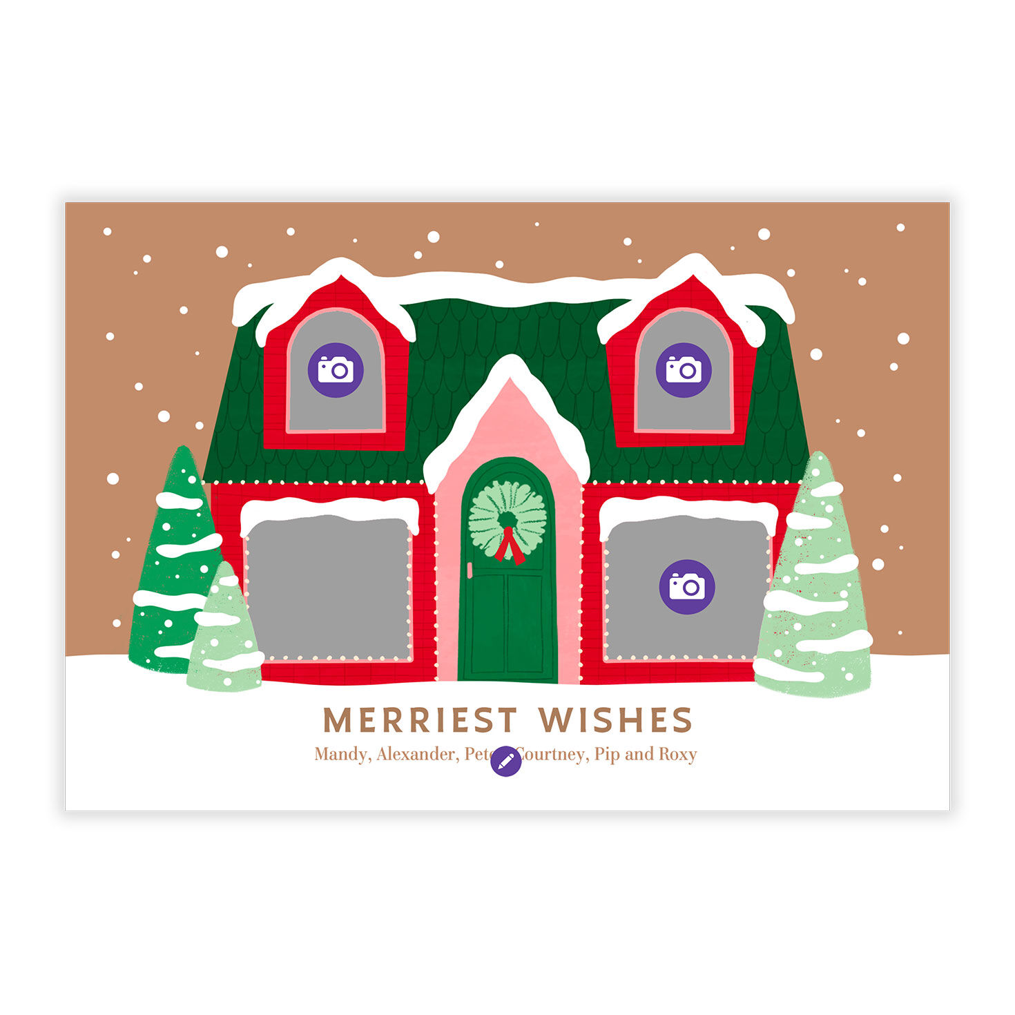 Snowy House Photo Windows Personalized Photo Card Card Front indicating personalization image number 5