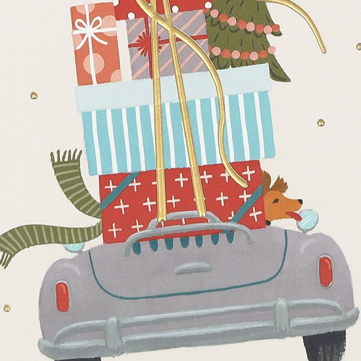 Presents Dog in Car Christmas Money Holder Card Card Front Detail image number 5