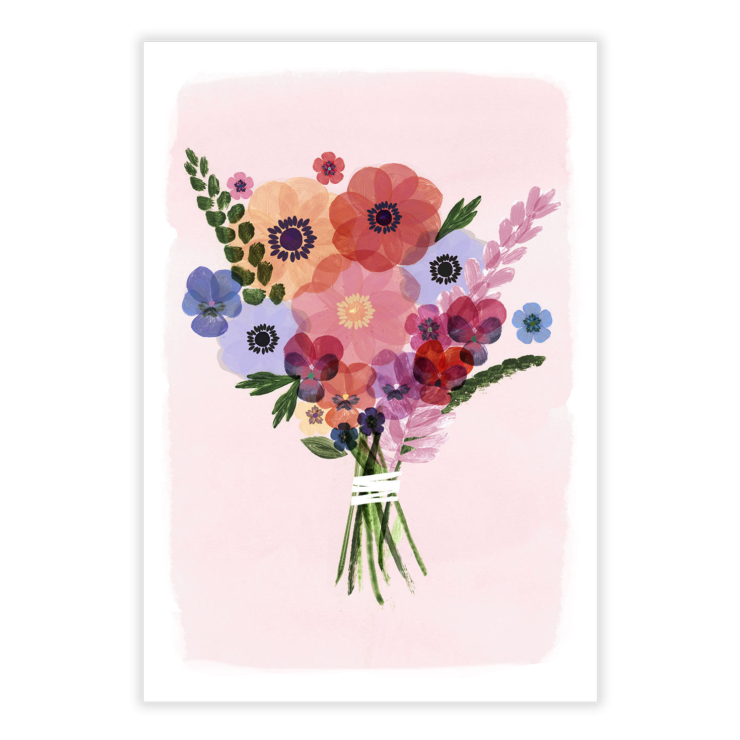 Watercolor Bouquet of Flowers Personalized Card front image number 2