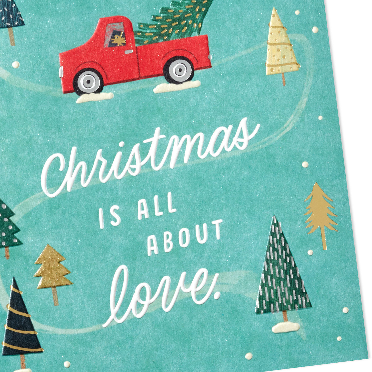 Red Truck With Tree Christmas Card for Nephew and Family Card Front Detail image number 5