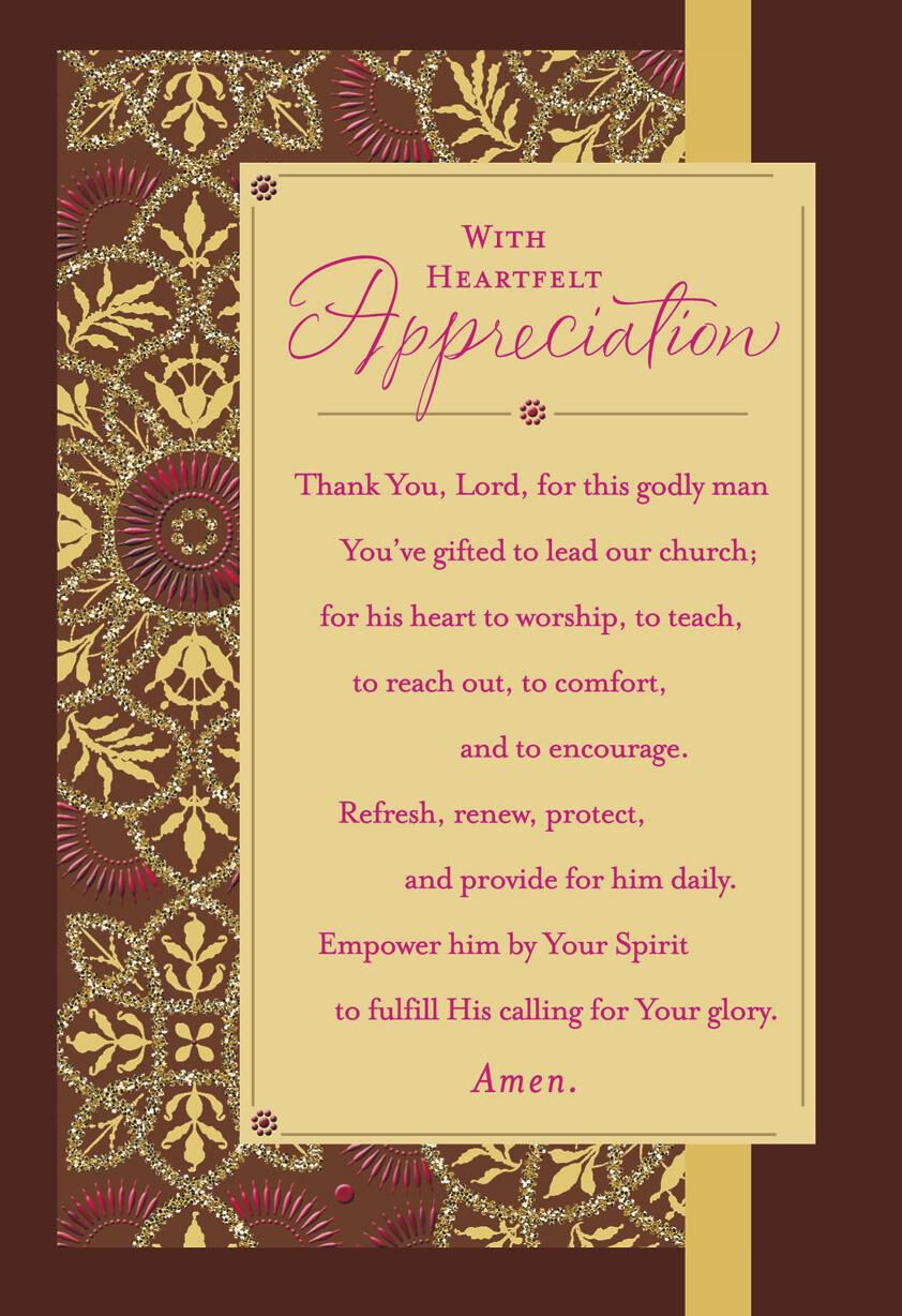Flower Pattern With Prayer Pastor Appreciation Card