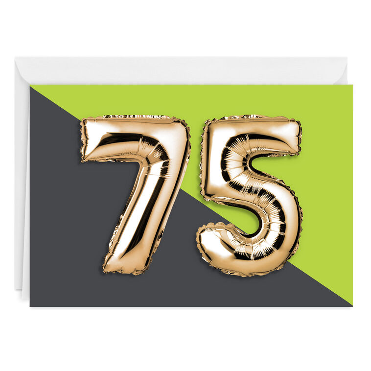 75th Balloons Custom Birthday Card