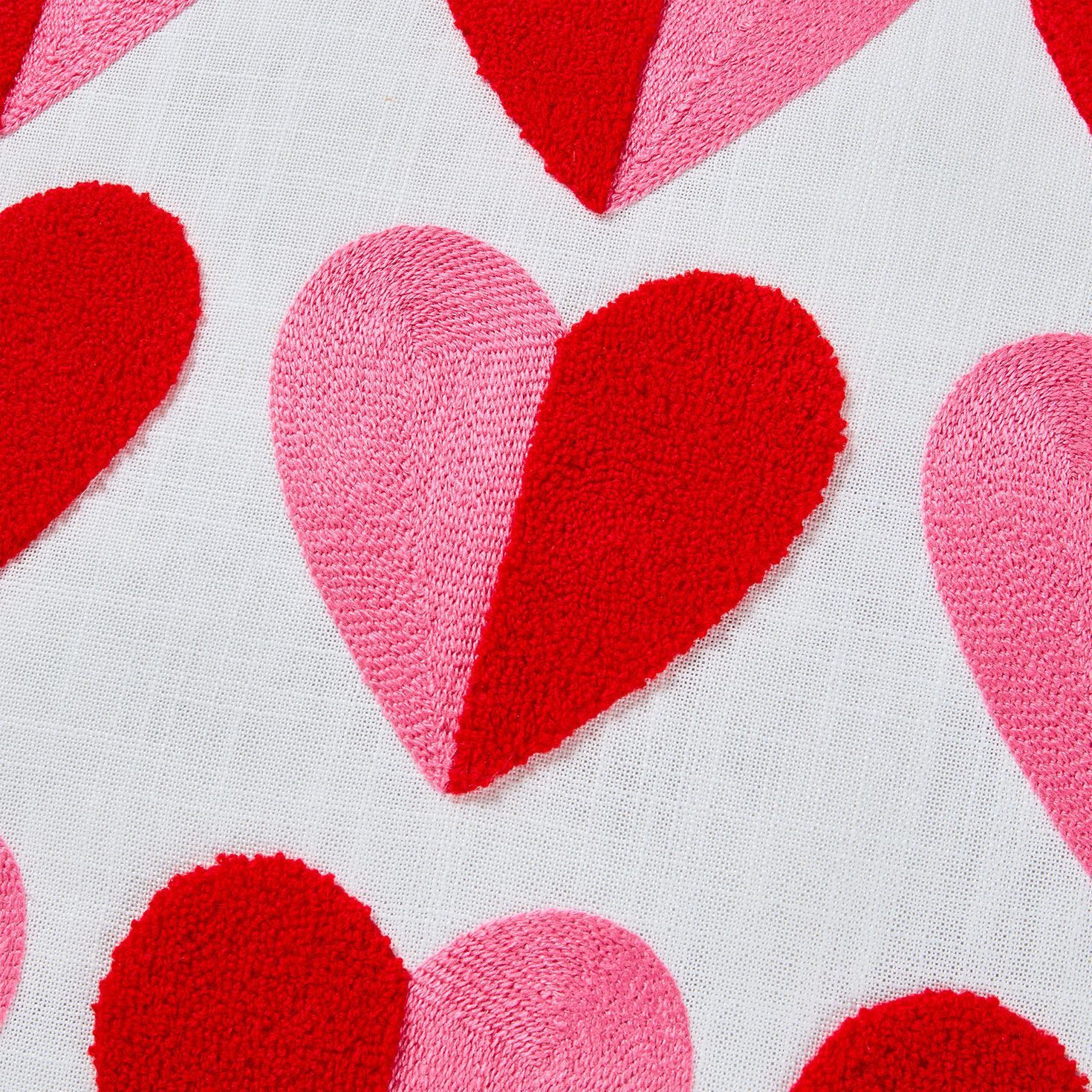 Pink and Red Hearts on White Throw Pillow upclose view image number 5