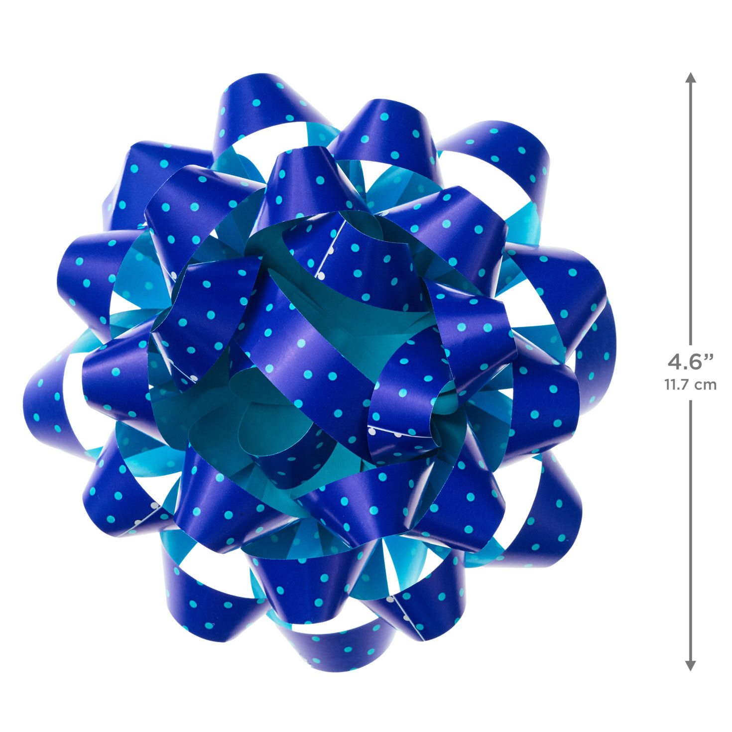 Blue With Dots and Turquoise on Reverse Gift Bow measurement image number 3
