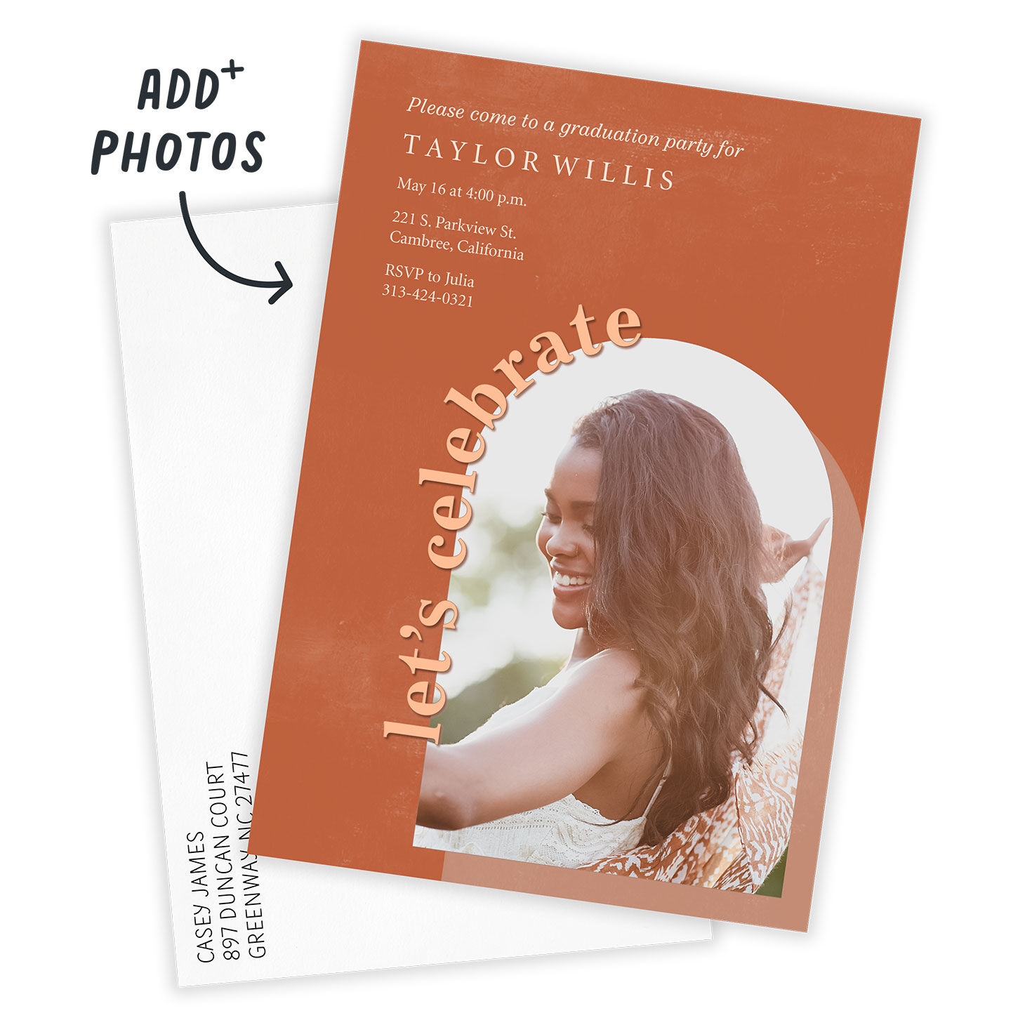 Let's Celebrate Arched Frame Graduation Invitation, , large image number 2