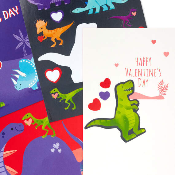 Dinosaur Fun Kids Assorted Valentines With Stickers, Pack of 24, , large image number 5