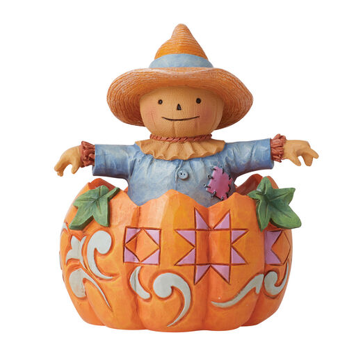 Jim Shore Scarecrow Inside a Pumpkin Figurine, 3.58", 