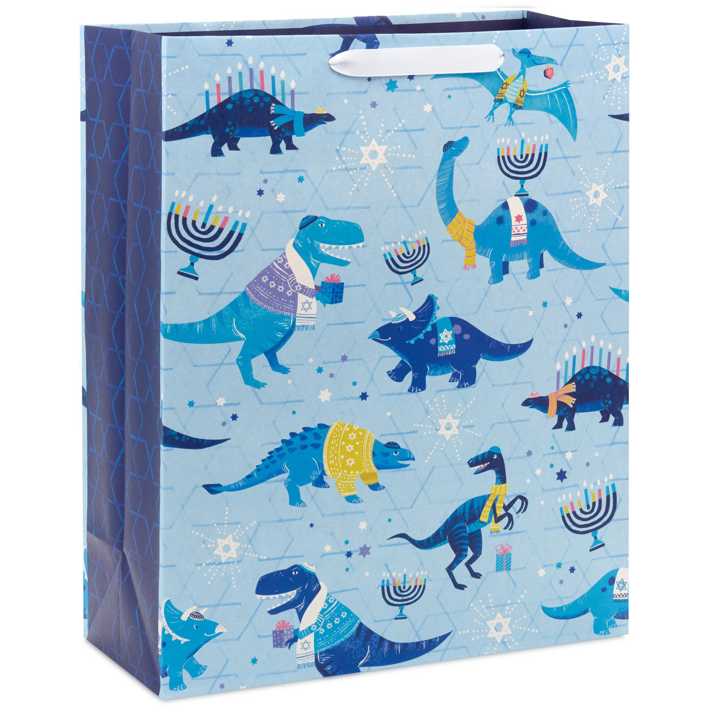 15.5" Dinos on Blue Extra-Large Hanukkah Gift Bag