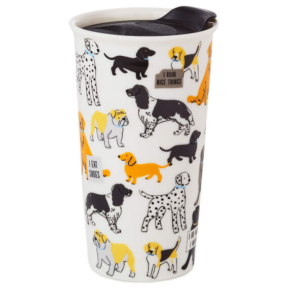 Dog Illustrations Ceramic Travel Mug, 17.8 oz., , large image number 1