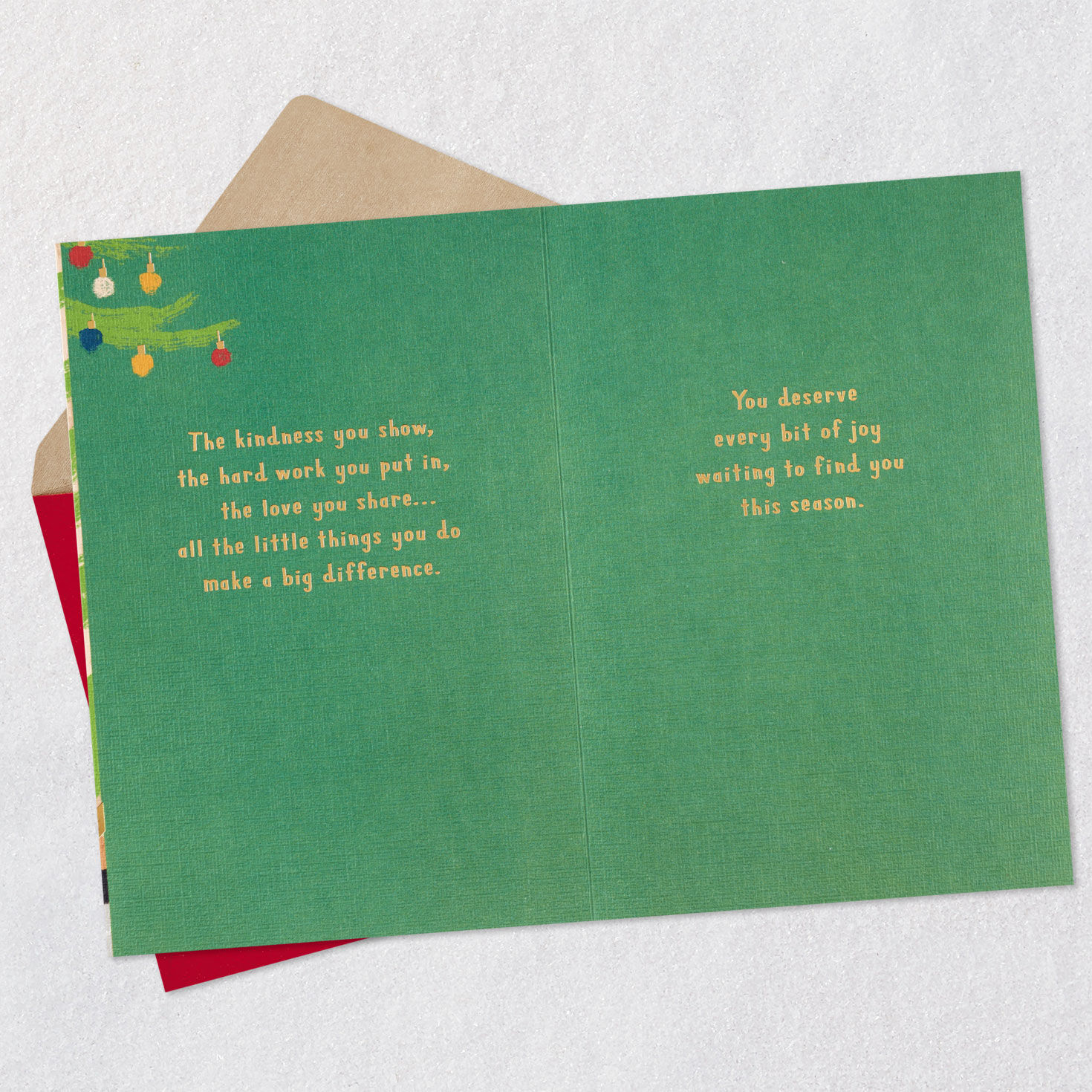 Man By Fireplace and Tree Grandson Christmas Card Open card with envelope image number 4