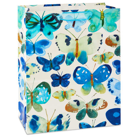 Blue Butterflies Large Gift Bag, 13", , large