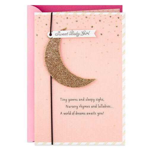 Tiny Yawns and Lullabies New Baby Girl Card, 