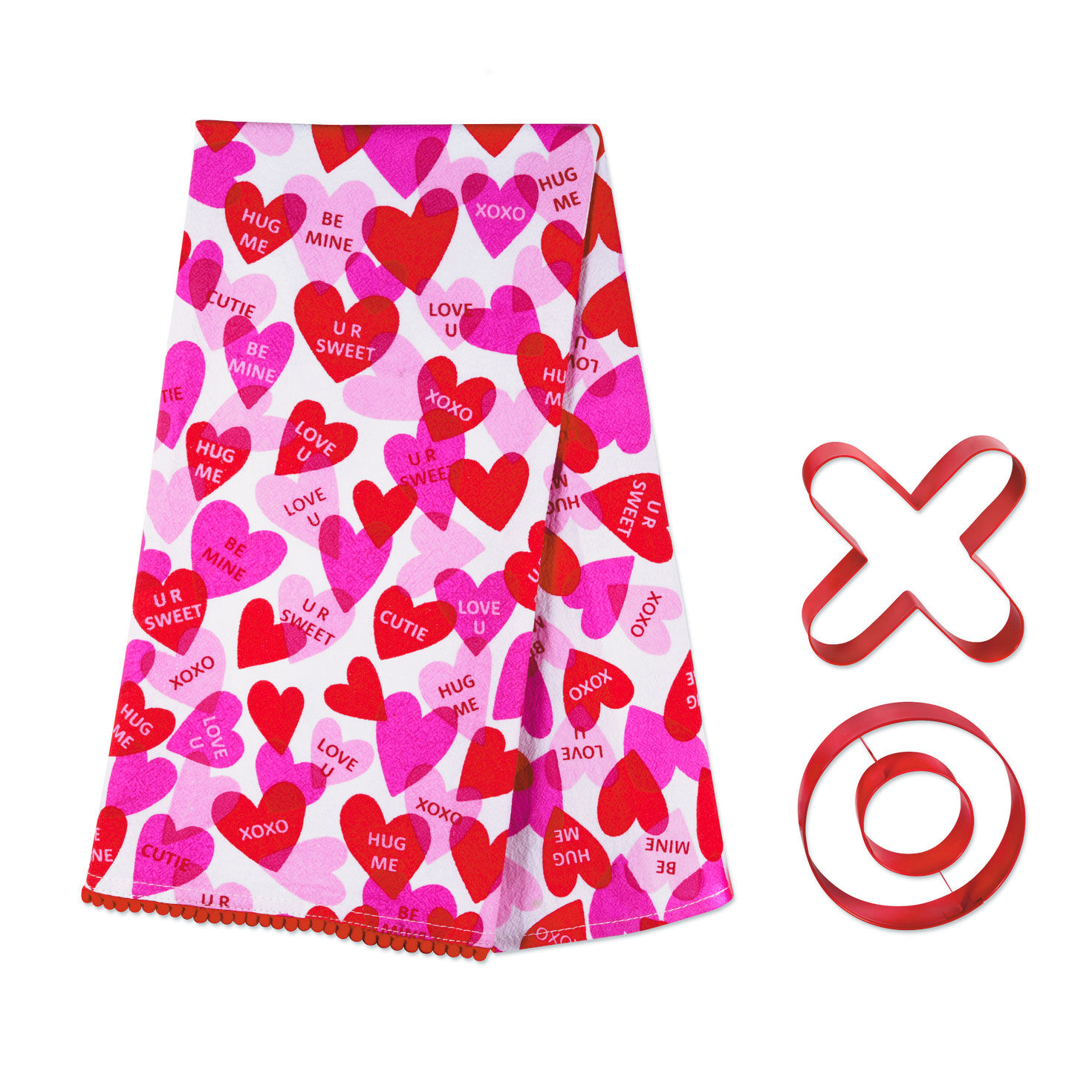 Kitchen Towels Hearts Hand Towels XOXO Cotton 15" x 25"