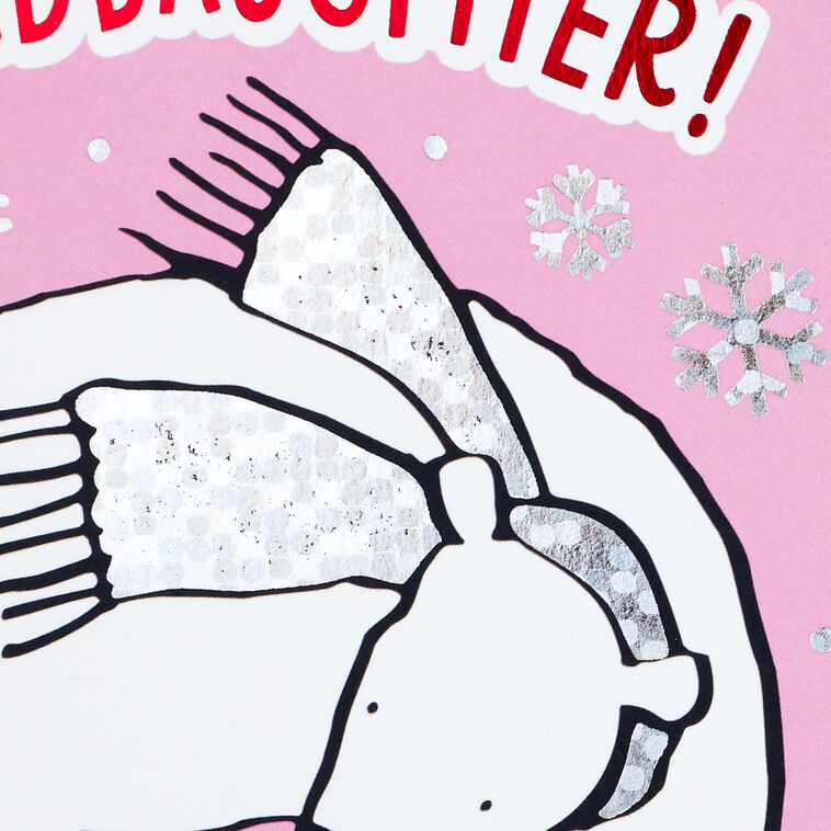 Polar Bear and Bird Granddaughter Christmas Card Card Front Detail image number 4