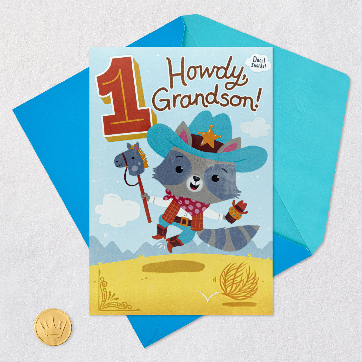 Round Up Some Fun First Birthday Card for Grandson With Decal for only USD 4.59 | Hallmark