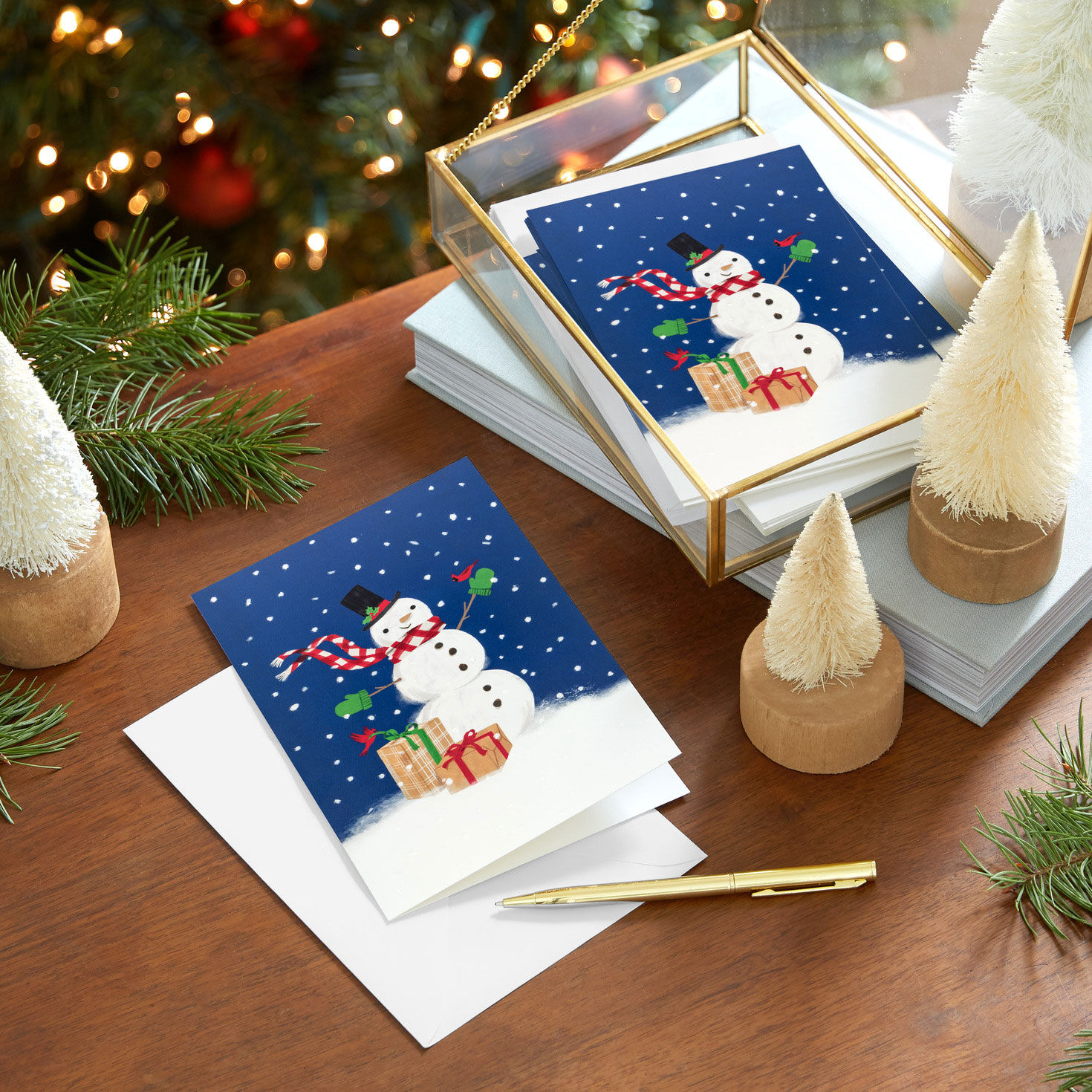 Snowman Boxed Christmas Cards Bulk Pack in use image number 7