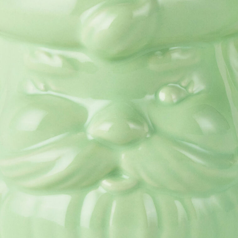 Color-Dipped Shaped Santa Mug in Mint Green upclose detail image number 3