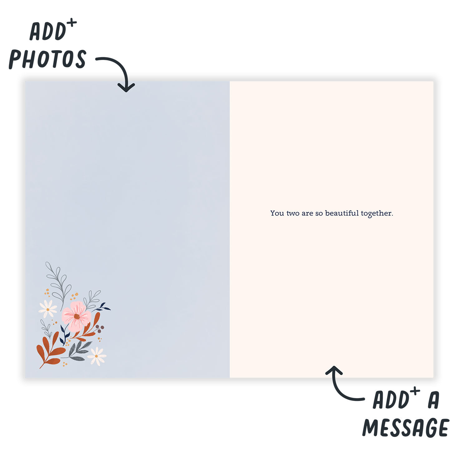 Elegant Cake With Flowers Personalized Wedding Card Open Card indicating personalization image number 3