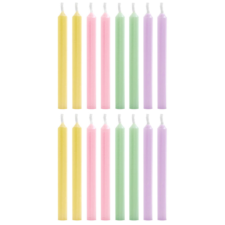 Pearlized Pastel Birthday Candles, Set of 16