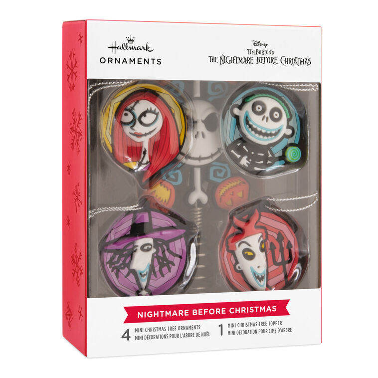 Mini Disney Tim Burton's The Nightmare Before Christmas Hallmark Tree Topper and Ornaments, Set of 5, , large image number 5
